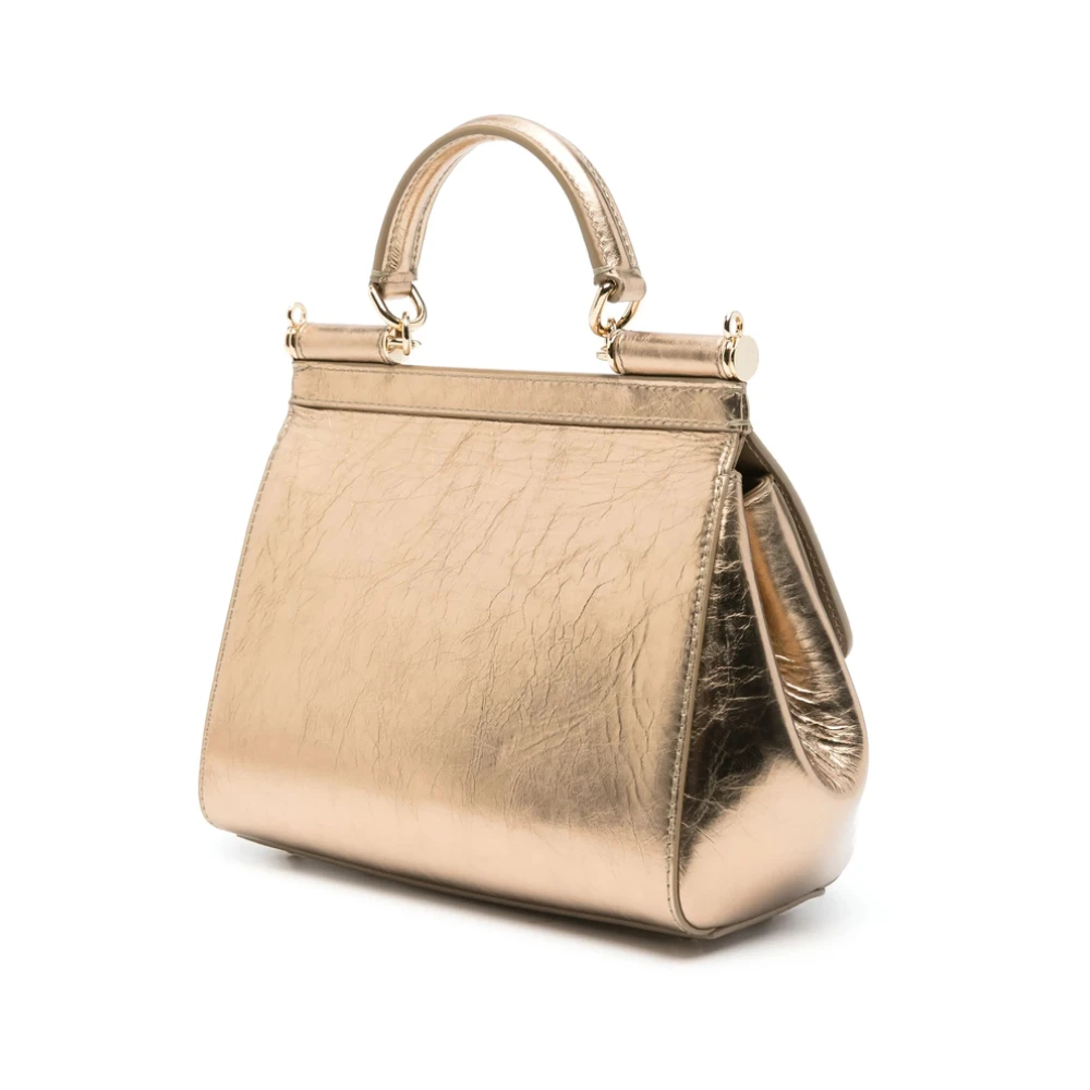 Dolce & Gabbana Goudkleurige Tas met Snelsluitende Gesp Yellow Dames