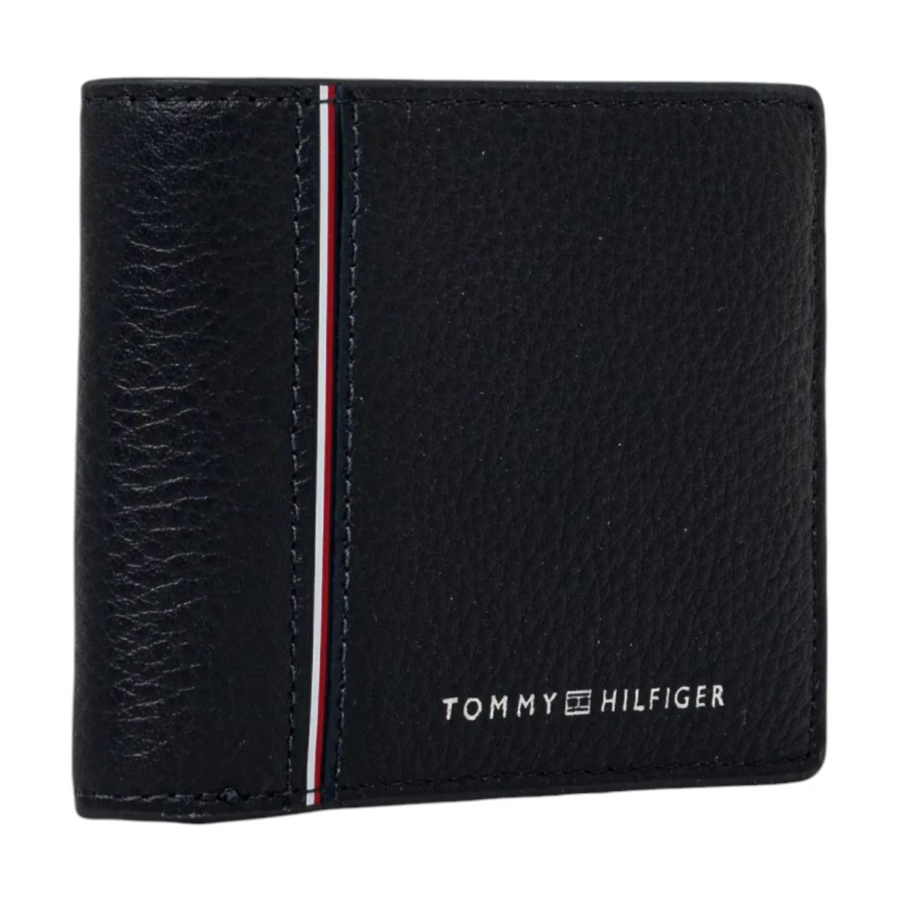 Tommy Hilfiger Zwarte leren Bifold Kaarthouder Black Heren