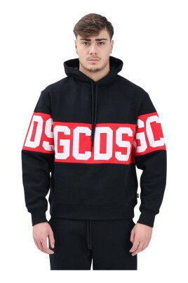 sweat-a-capuche-noir-avec-bande-rouge