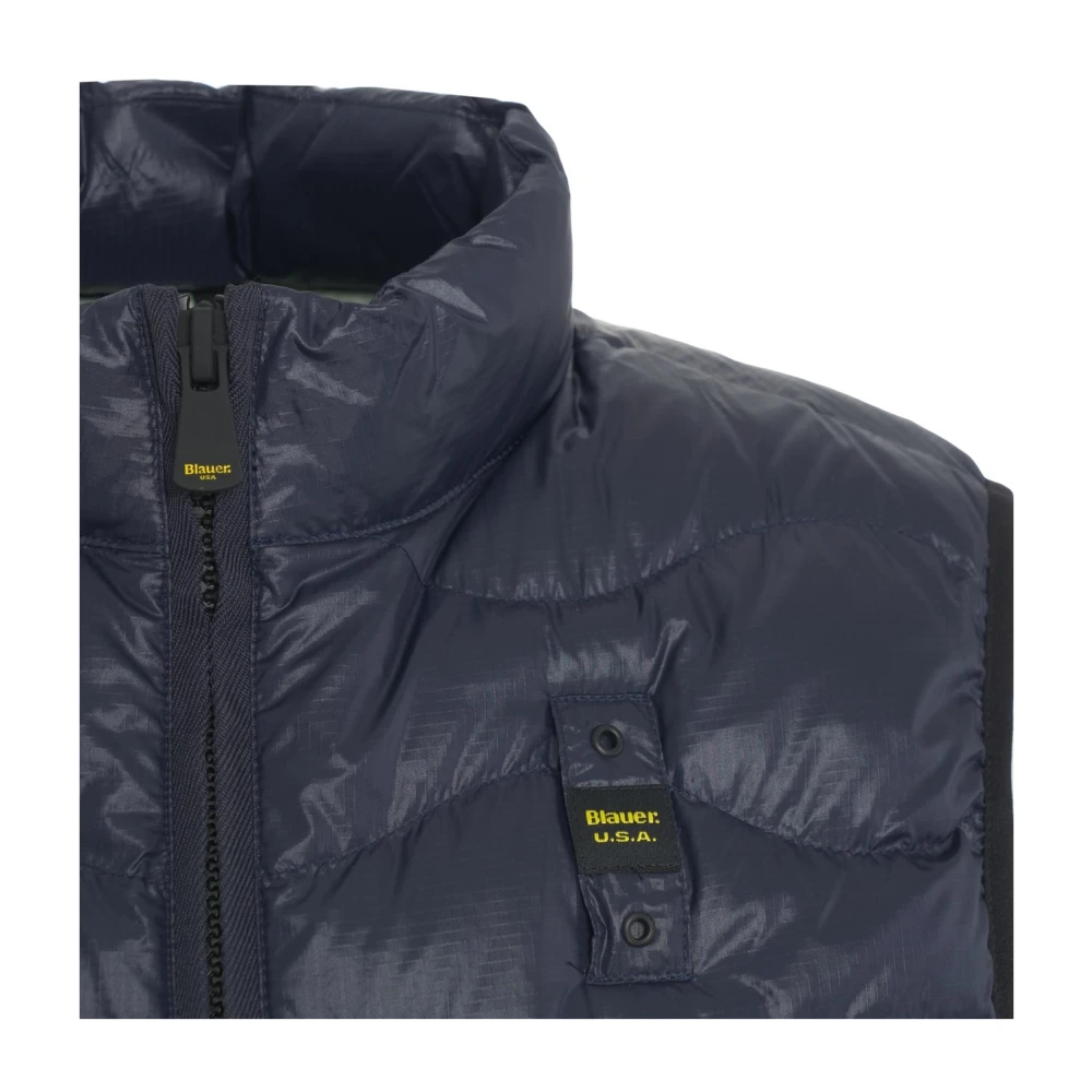 Blauer Gewatteerd Blauw Gilet Verhoog Stijl Modern Blue Heren