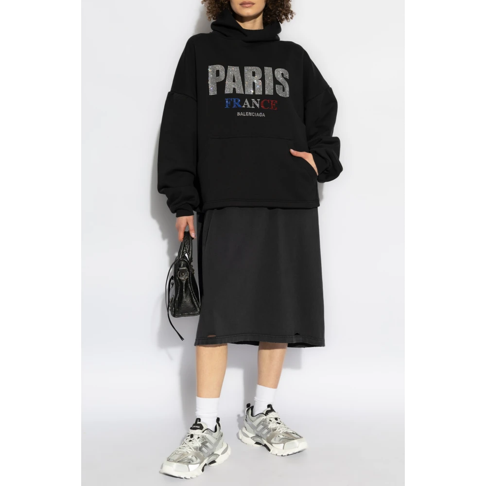 Balenciaga Hoodie met Logo Black Dames