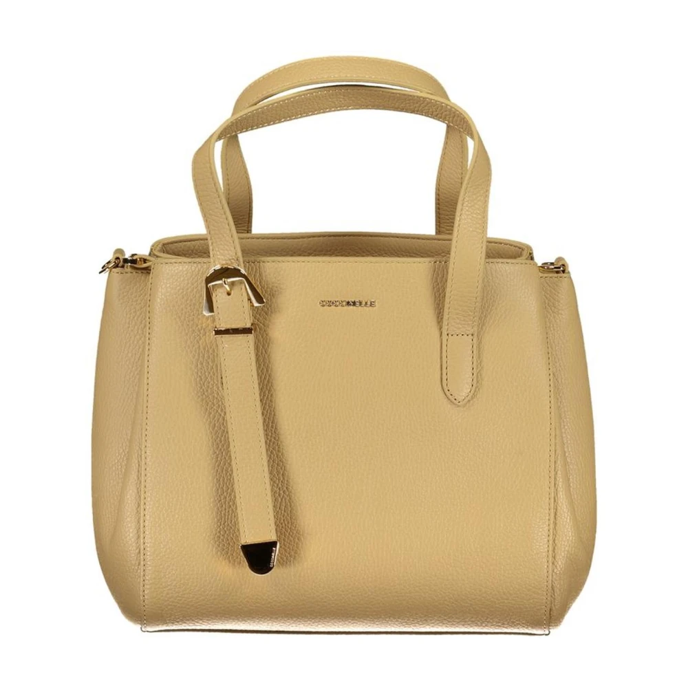 Coccinelle Beige Leren Handtas met Meerdere Compartimenten Beige Dames