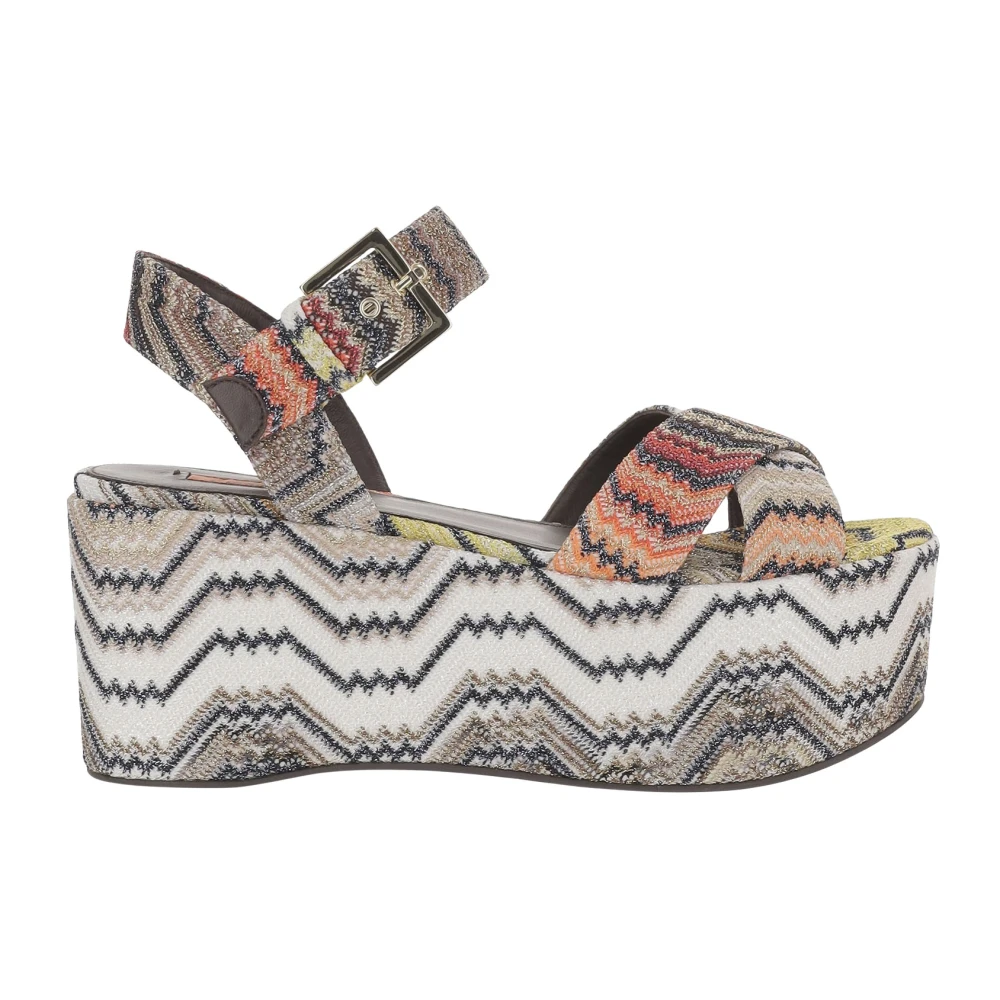 Missoni , Wedges, Female, Multicolor, 4 Uk, Graphic-Print Platform Sandals