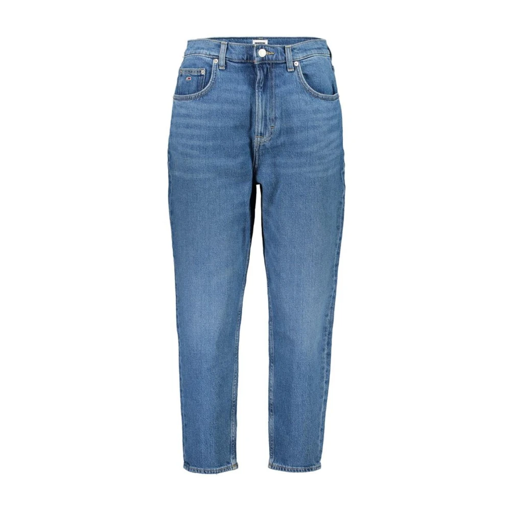 Tommy Hilfiger Blauwe Katoenen Mom Jeans met Borduursel Blue Dames