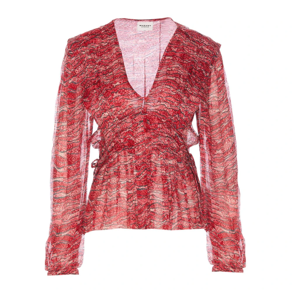 Isabel Marant Étoile Rode Axeline Top met Zigzag Print Red Dames