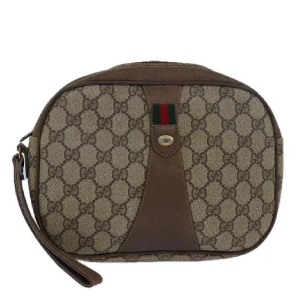 Gucci Vintage Pre-owned Leather clutches Beige Dames