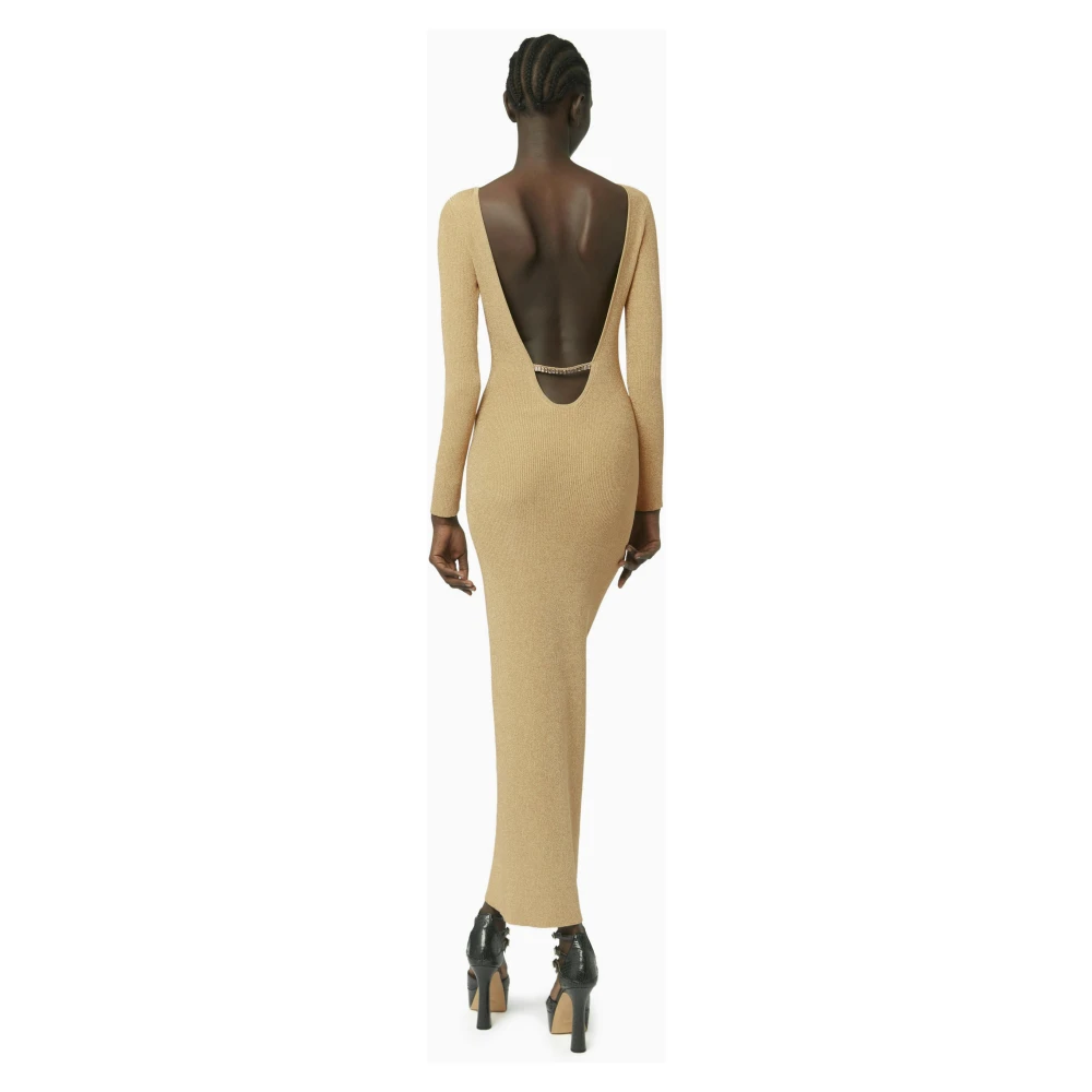 Nina Ricci Gouden Heart Neckline Open-Back Jurk Yellow Dames