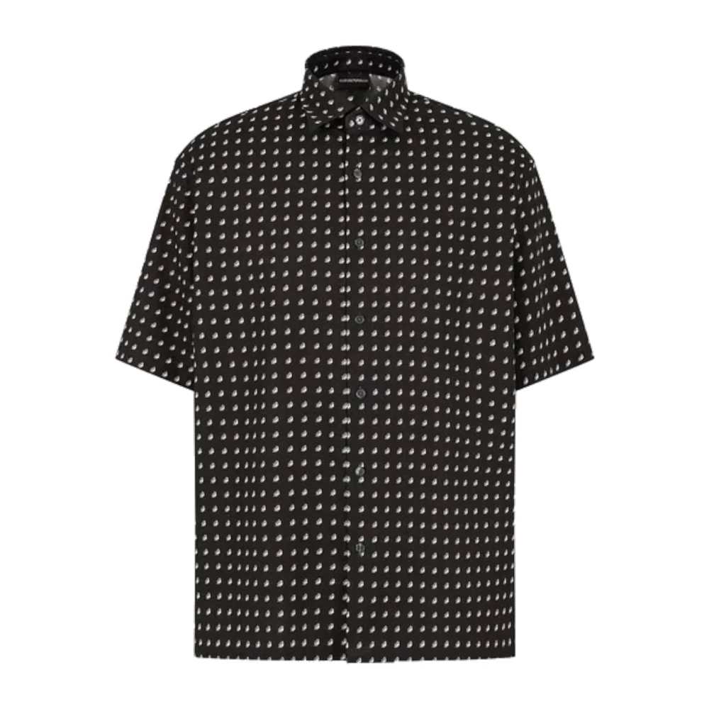 Emporio Armani Men's Black Short Sleeve Shirts,, Eagle Logo Short Sleeve Shirt Small
