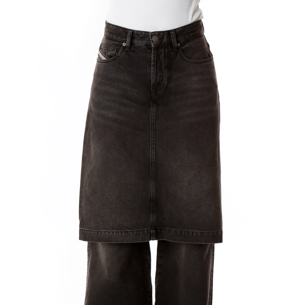 Diesel Wide Leg Low Waist Jeans Gray Dames