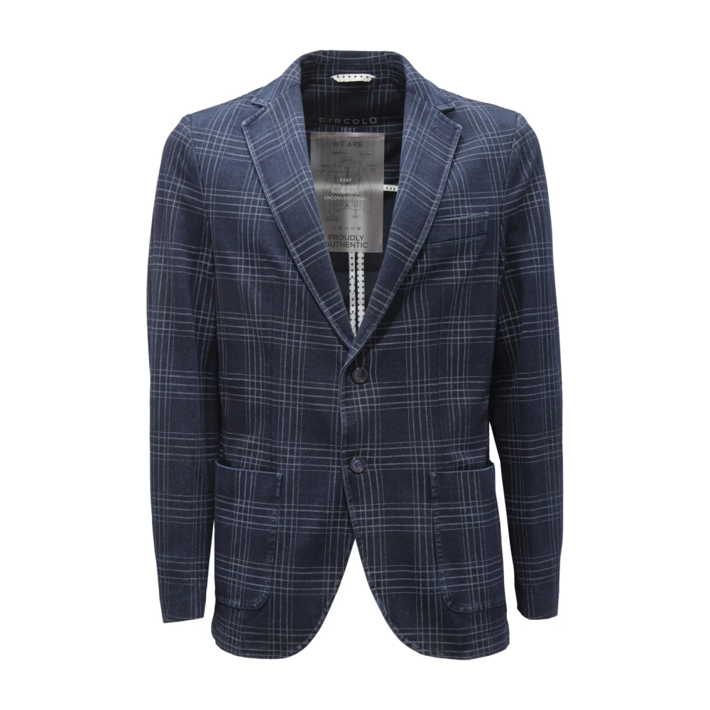 Circolo 1901 Men's Blue Piquet Jacket In Indigo - Blazers - L - Jackets