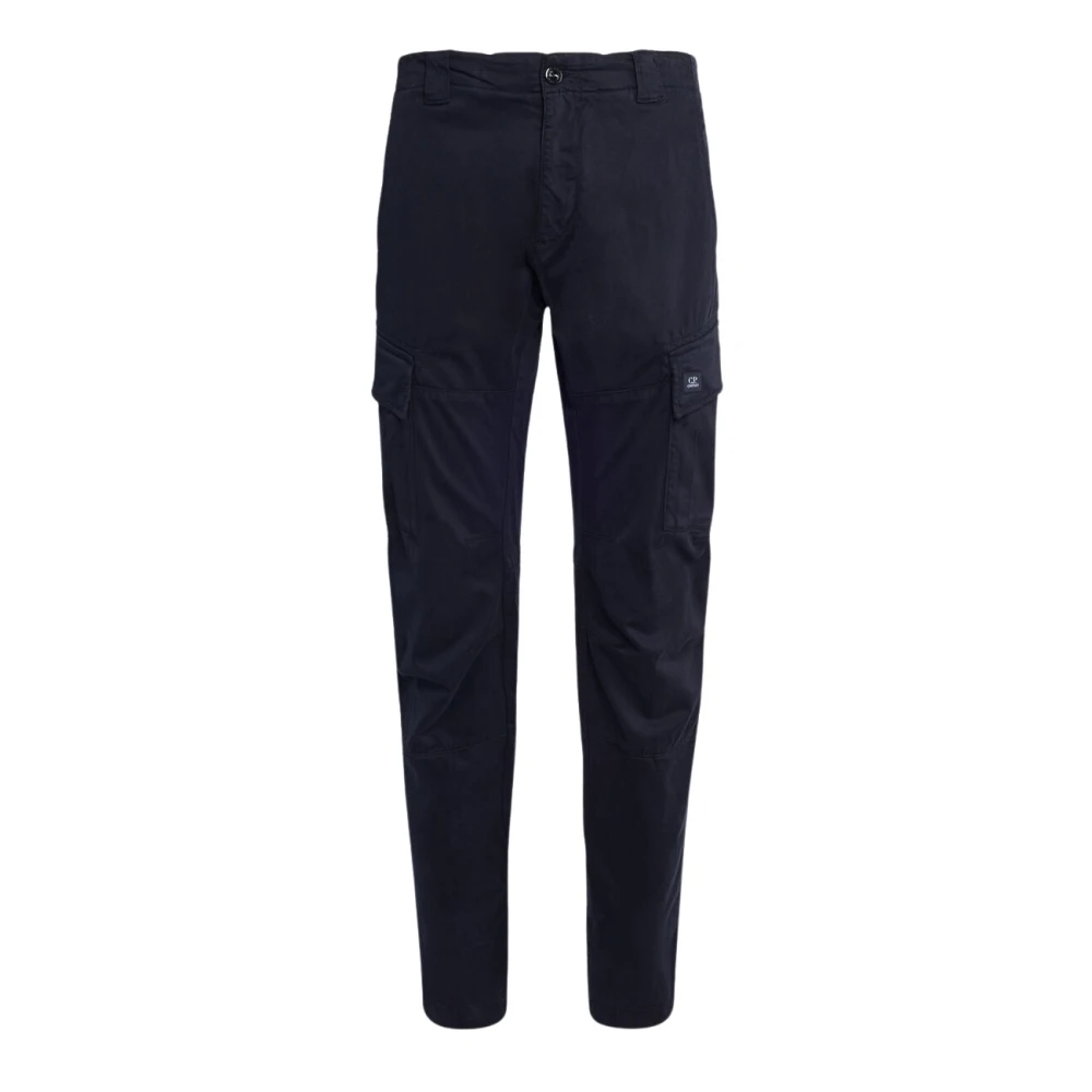 C.P. Company Donkerblauwe Stretch Sateen Cargo Broek Ergonomische Pasvorm Blue Heren