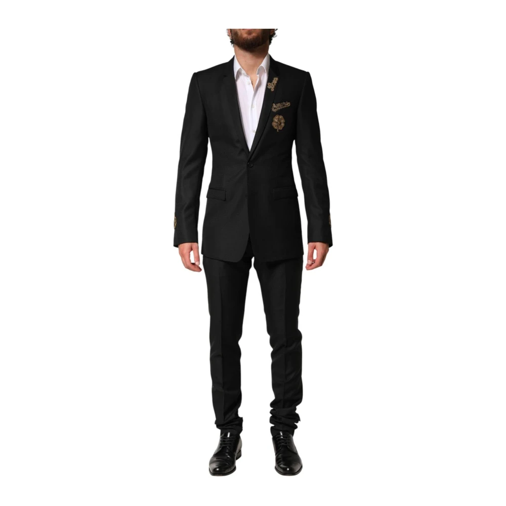 Dolce & Gabbana Men's Black Embellished Single Breasted 2 Pc Suit