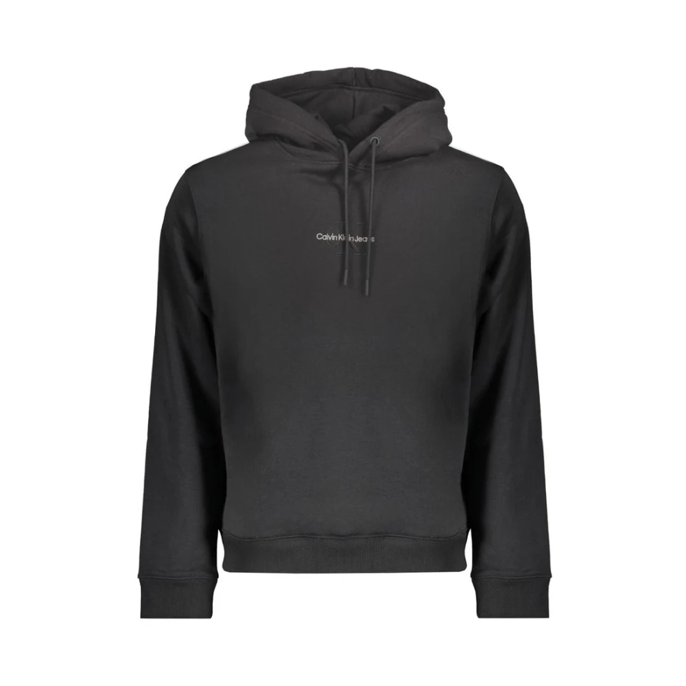 Calvin Klein Men's Black Hoodies,, Cotton Hoodie Sweatshirt Embroidered Logo Extra Large