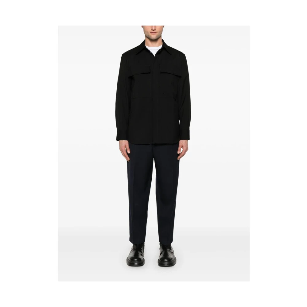 Jil Sander Zwarte Overhemd met Zakken en Knopen Black Heren