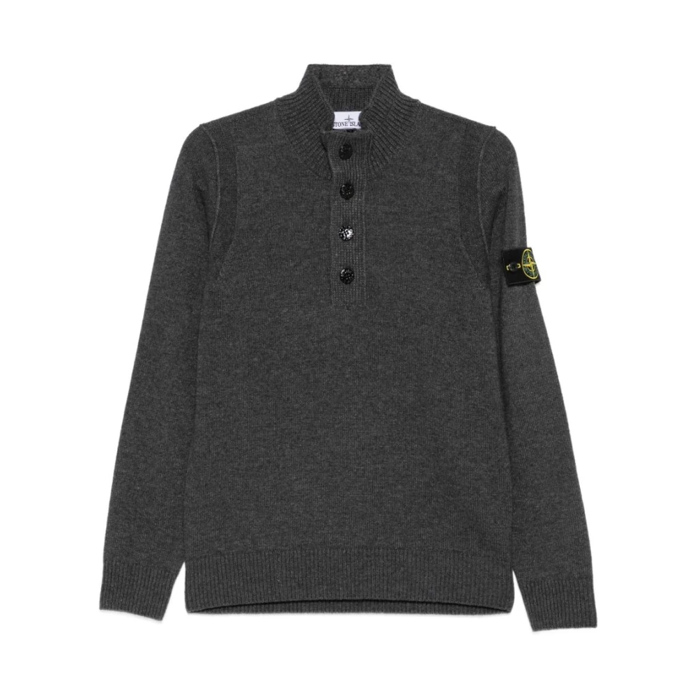 Stone Island High-Neck Button Jumper - Male - Turtlenecks - Gray - M - Knitwear - Image 4