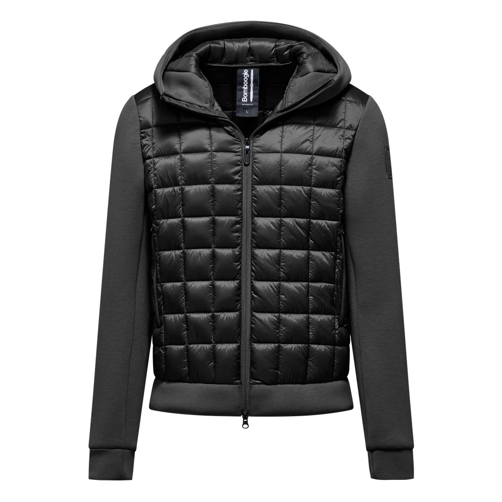 Bomboogie Uomo Nero - Giacca Corta Bi-Materiale Con Cappuccio - Jackets - L