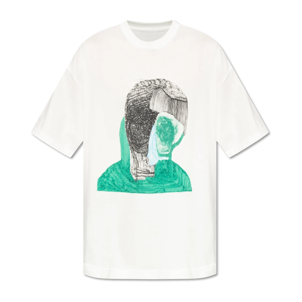 Issey Miyake Bedrukt T-shirt White Heren