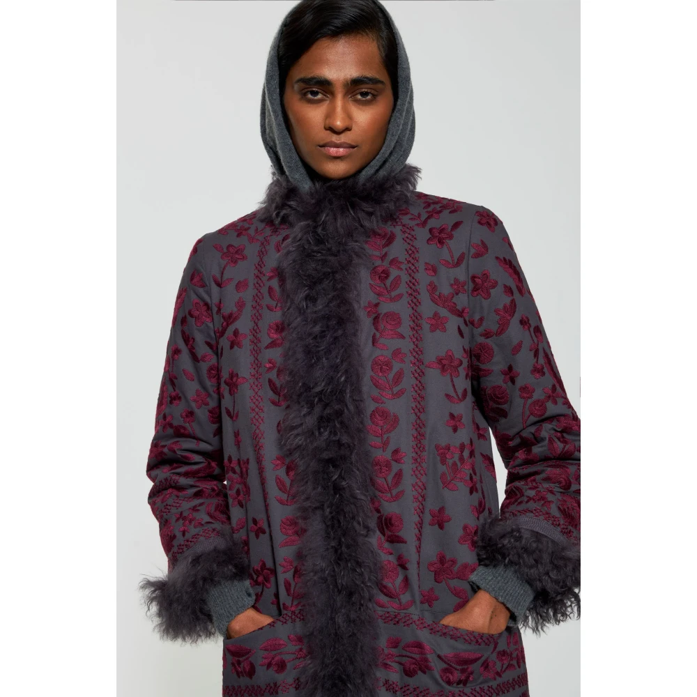 Antik batik Hendris geborduurde jas Purple Dames