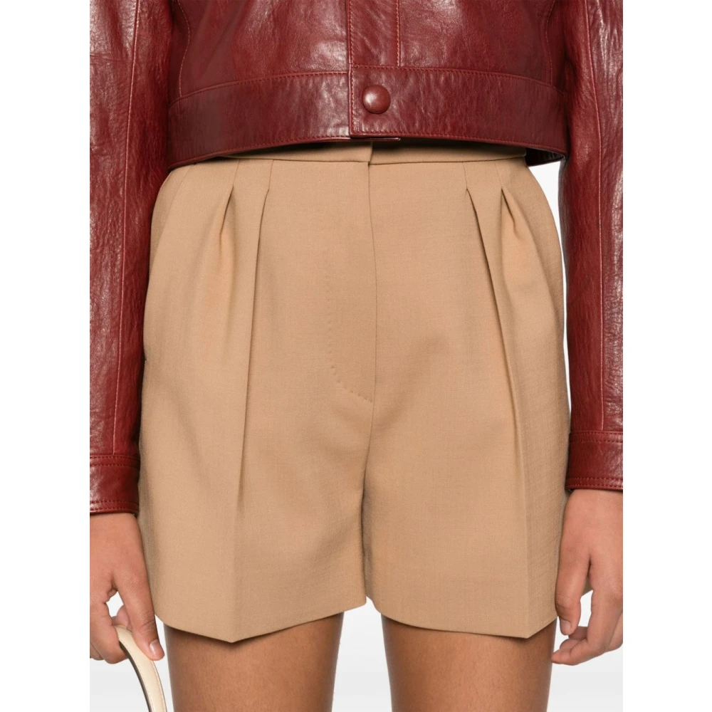 Max Mara Kameelbruine Shorts met Plooien Brown Dames