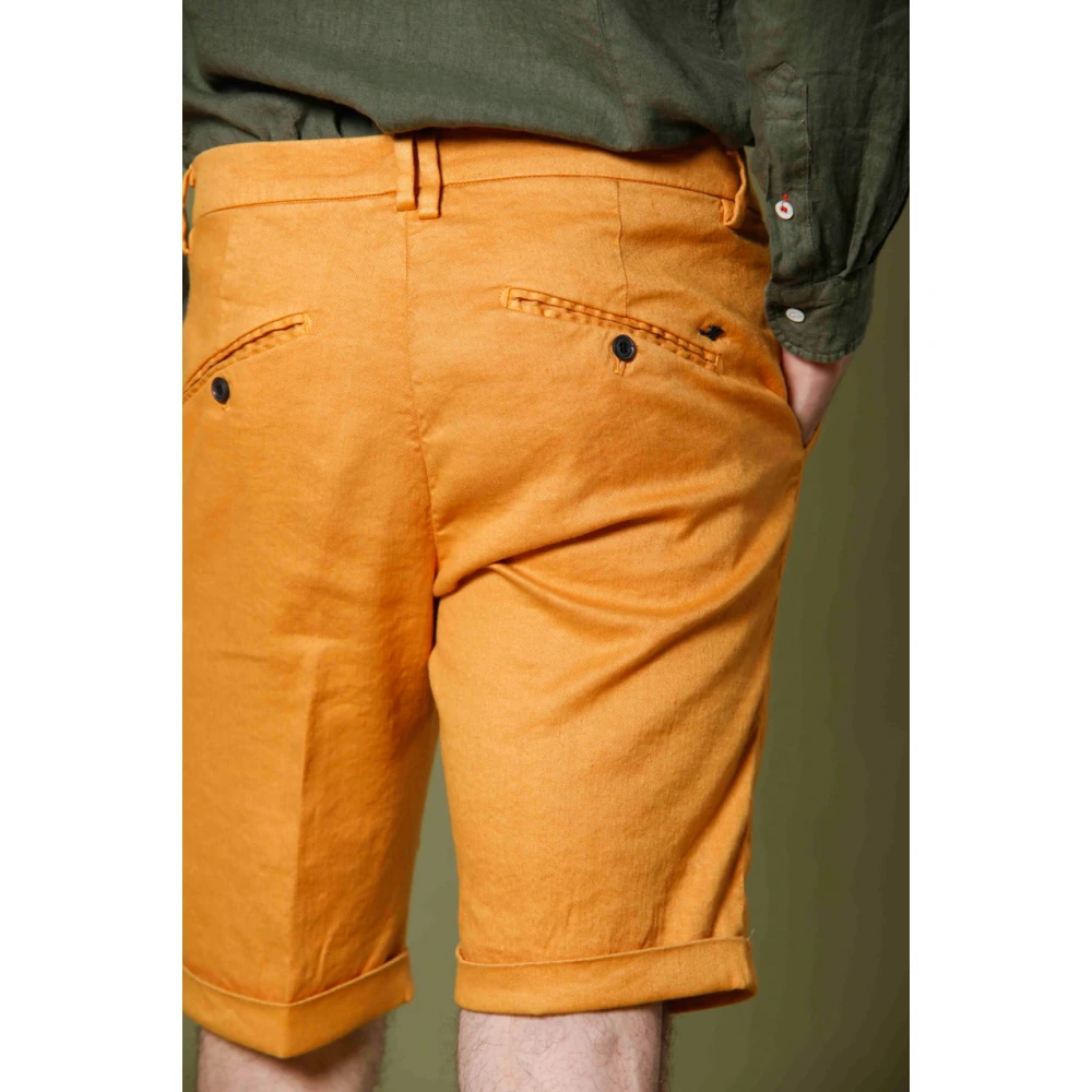 Mason's Carrot Fit Linnen-Katoenen Chino Bermuda Shorts Orange Heren