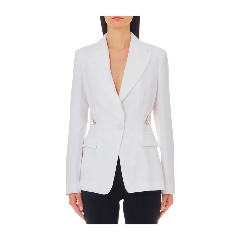 Liu Jo Witte Blazer met Kantdetail White Dames