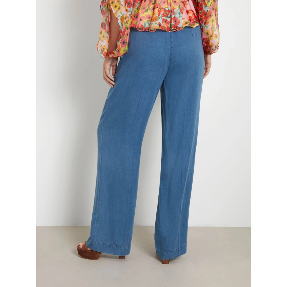 Guess Palazzo Stijl Dames Zwarte Lyocell Jeans Blue Dames