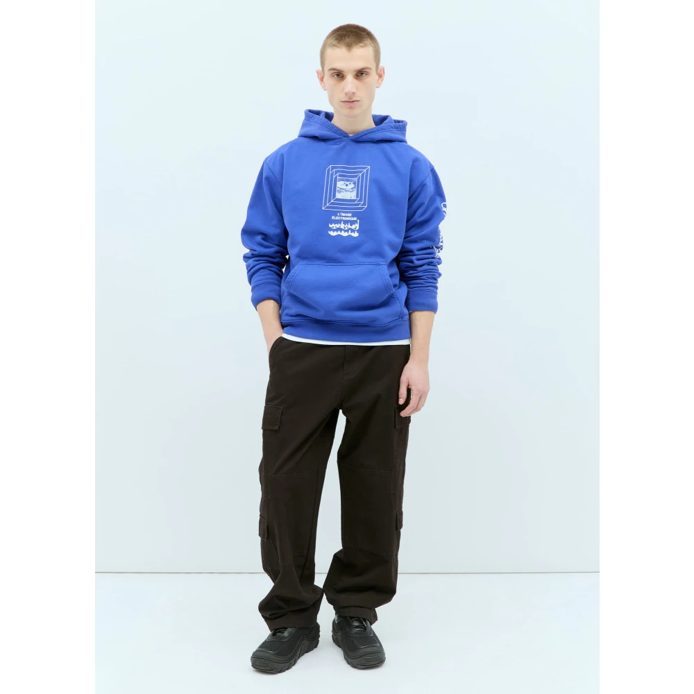 Brain Dead Grafische Print Hoodie Blue Heren