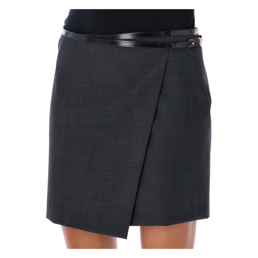 Philosophy di Lorenzo Serafini Grijze Riemdetail Mini Rok Gray Dames