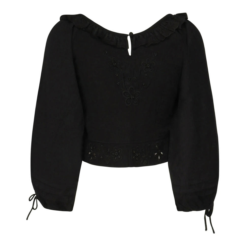 For Love & Lemons Zwarte Top met Kant Black Dames