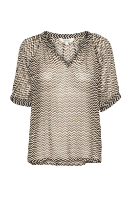 Zig Zag Print Liten Svart Topp