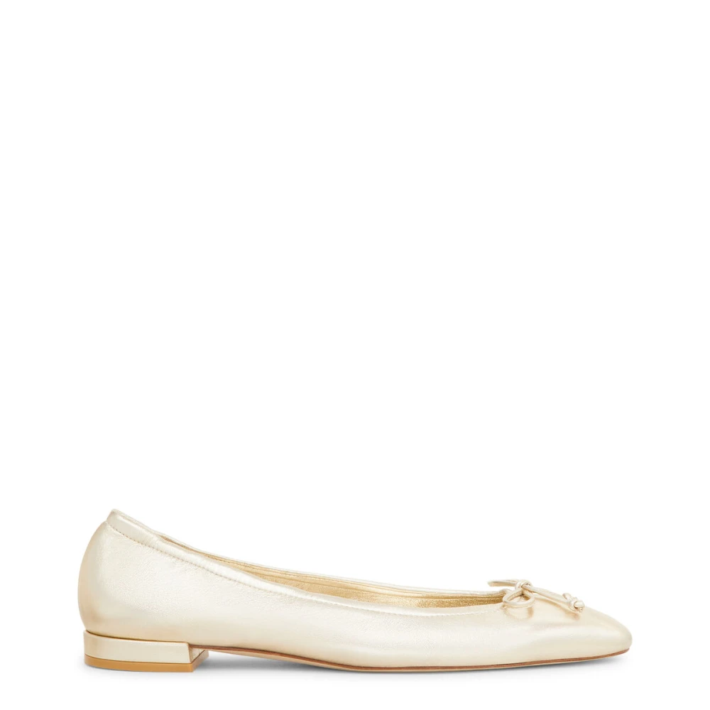 Stuart Weitzman Minimalistisk Ballett Flat med Båg Accent Yellow, Dam