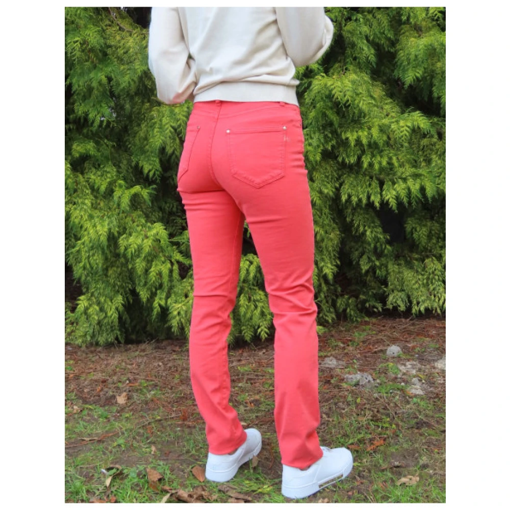 Islow Hoge Taille Slim Fit Katoenen Broek Red Dames