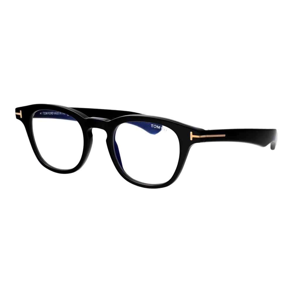 Tom Ford Men's Black Glasses, 47 Mm, Blue Block Round Opticals