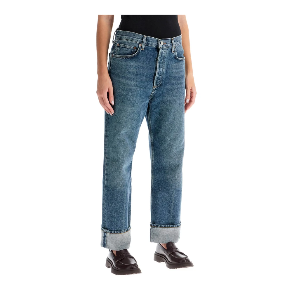 Agolde Donkere Vintage Lage Rechte Jeans Blue Dames