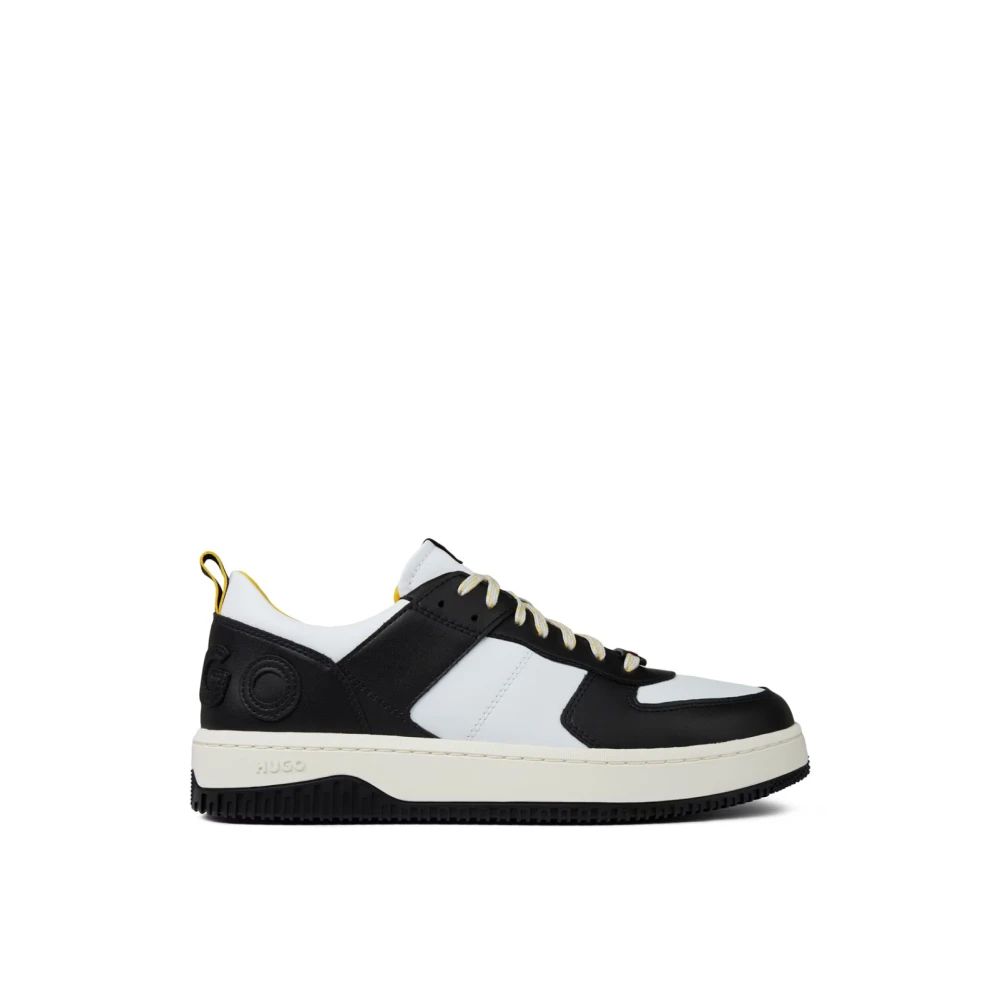 Hugo Men's Black Sneakers, 10 Uk, Charcoal Tennis Trainers Logo Rubber Sole