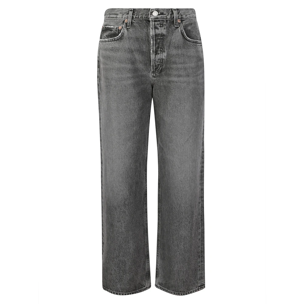 Agolde High-Waisted Straight Jeans Gray Dames