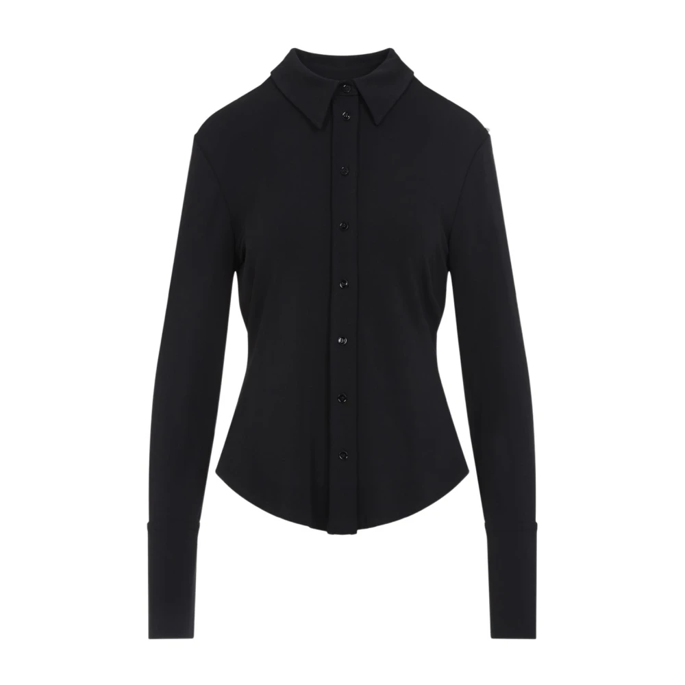 SPORTMAX Zwarte knoopsluiting overhemd lange mouw Black Dames