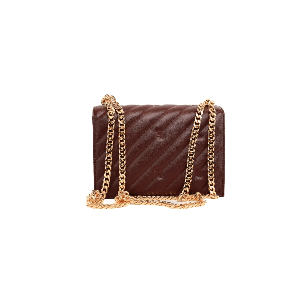 Elisabetta Franchi Gewatteerde Schoudertas met Gouden Platen Red Dames