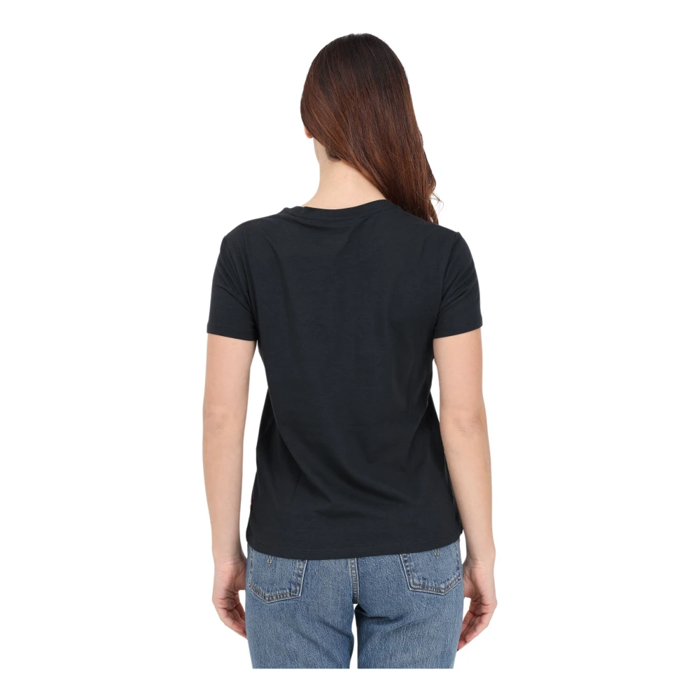 Levi's Zwart T-shirt met Leopard Batwing Logo Black Dames