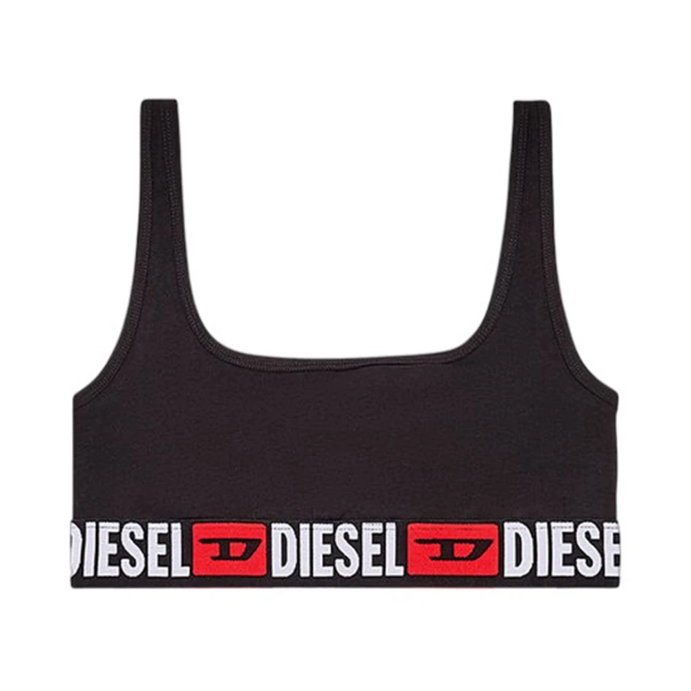 Diesel Zachte Geribbelde Katoenen Beha Black Dames