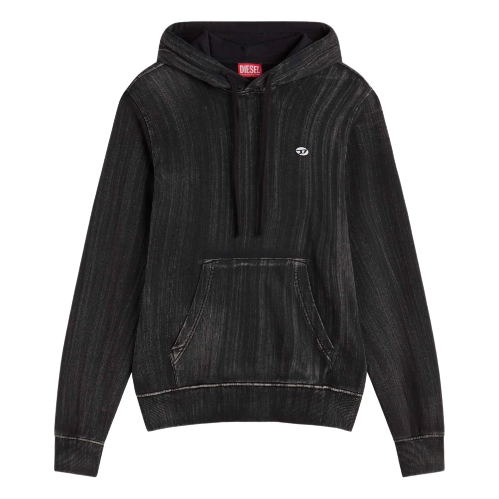 Diesel Urban Hoodie met Distressed Print Black Heren