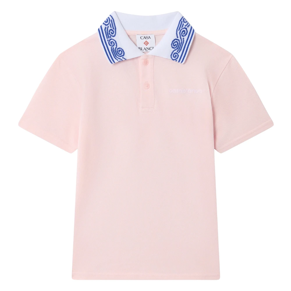 Casablanca Waves Collar Polo Shirt - Unisex - Kids Shirts - Pink - 7 Y - Kids