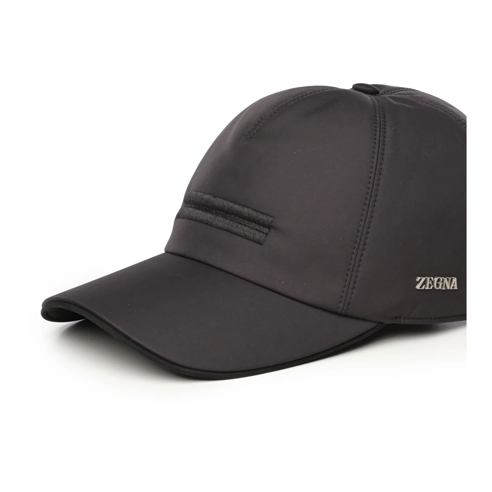Ermenegildo Zegna Zwarte zonneklep met voorborduursel Black Heren