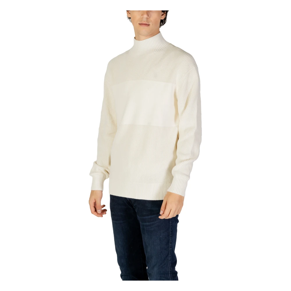 Calvin Klein Jeans Hoge Steek Trui Collectie Herfst Winter Beige Heren