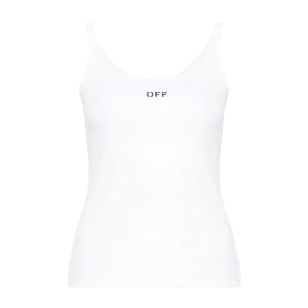 Off White Witte Top met 5.0cm Rand White Dames