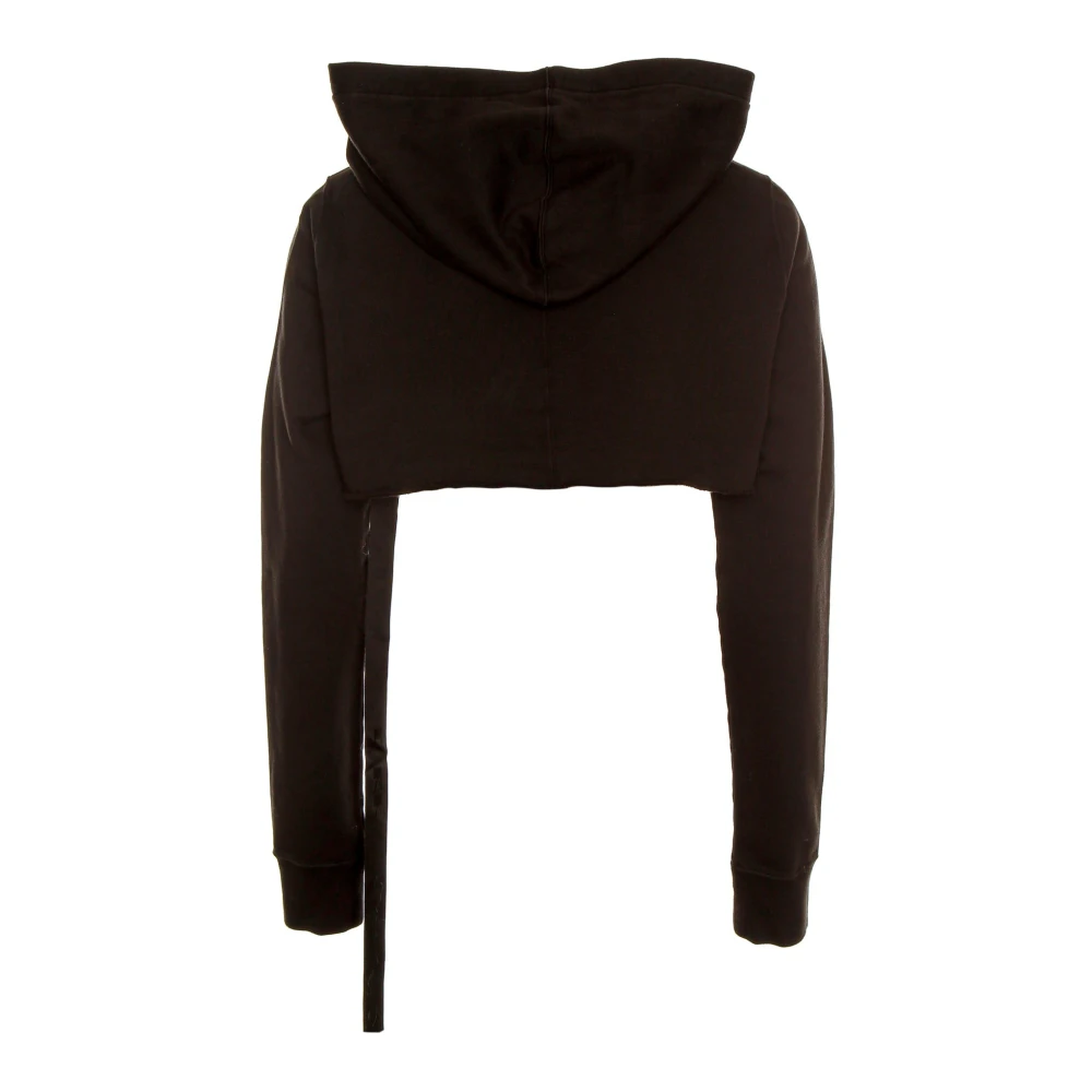 Rick Owens Stijlvolle Cropped Hoodie met Koord Black Heren