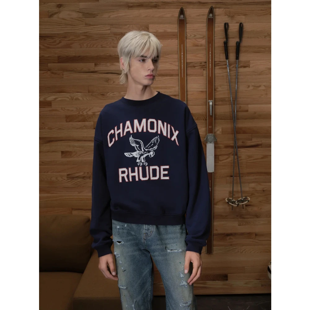Rhude Chamonix Girocollo Sweatshirt Blue Heren