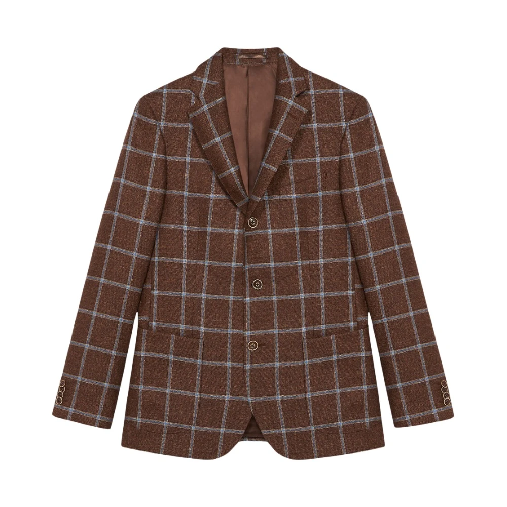 Brooks Brothers Brun Blazer i Virgin Wool-Silk-Linen-Blandning Brown, Herr