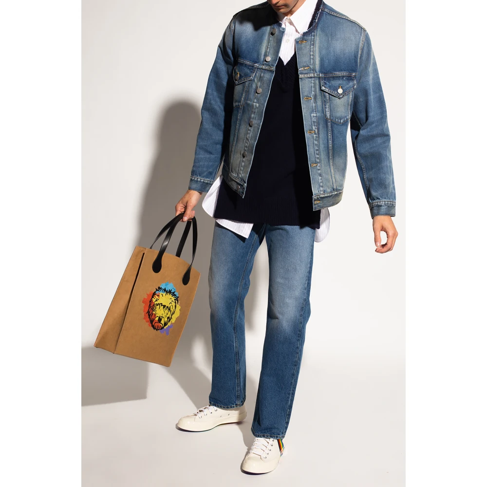 Maison Margiela Denim jas met logo Blue Heren