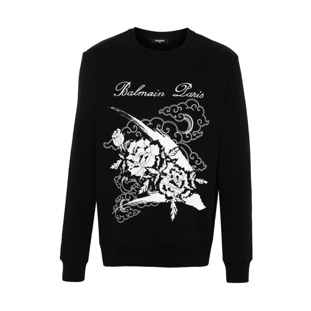 Balmain Zwarte Sweatshirt met Logo Print Black Heren